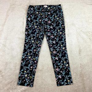 SALE 🌻 Loft Black Floral Cropped Pants